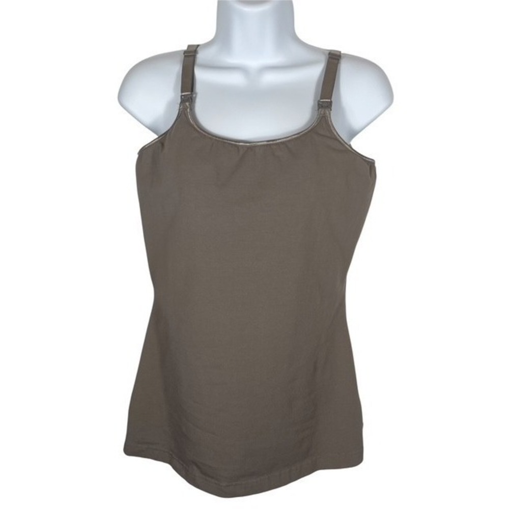 Glamourmom Women Sz M Nursing Tank Top Built-In Nursing Bra Gray Comfort-1617